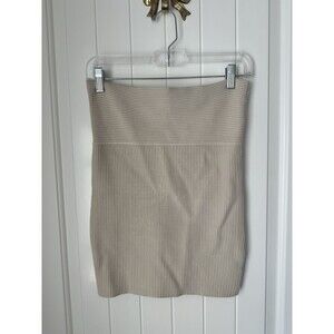 House Of Harlow 1960 Women's Knit Slit Stretch Midi Skirt Tan Nude Size S